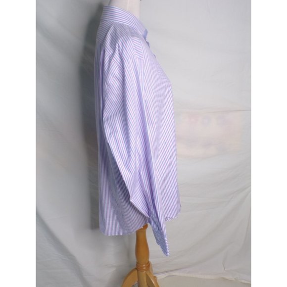 LORENZO UOMO Striped Trim Fit Dress Shirt Blue Purple 17 - 34/35 NEW - Picture 5 of 9